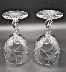 Fostoria Crystal Gray Cut Spring Pattern 4 1/2″ Wine Glass – set of 2