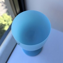 Vintage French Portieux Vallerysthal Blue Opaline Glass Water Goblet 6.5″ High
