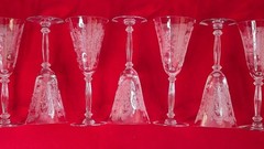 Tiffin Fransiscan Seven 8.25 inch Stemed 6 Ounce Goblet Blue Bell Etch