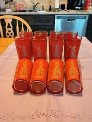 12 Mid 1960’s Culver Red & Gold Thai Siam goddess Dancer 16oz.Highball Glasses