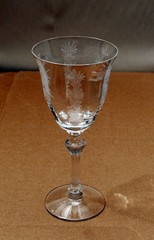 Single Stem Tiffin Franciscan Persian Pheasant Etched Crystal Claret Wine Glass