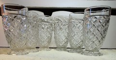 6 Anchor Hocking WATERFORD WAFFLE CRYSTAL *4 7/8″ – 10oz Footed Tumblers