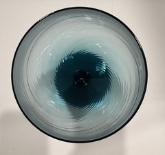 Vintage Pier 1? Ribbed Swirl Turquoise Wine Goblets 8.5”T Set Of 5