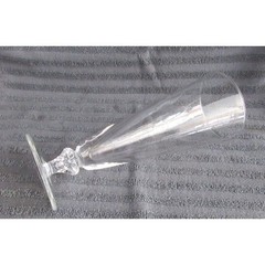 MCM Mid Century Set of 5 Tall Footed Champagne Pilsner Crystal Clear Glass