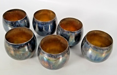 VINTAGE MCM Silver Mirror Plated Barware Tumbler Punch Cups 6pc