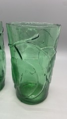 Pair Vintage Emerald Green Fruit Tumblers Empoli Italian mold blown glass Italy
