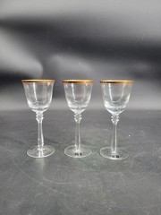 Set of 3 Mikasa «Empire Gold» Pattern 7.25″ Wine Glasses – 2 with Tags- Germany