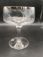 3 Vintage Forest West Germany Rose Etched Crystal Champagne Coupes – Silver Rim