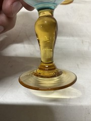 Antique Portieux France George Sand Cordial Liqueur Glasses Set of 5 Blue Amber