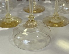 HEISEY 1930s OLD DOMINION SET OF 6 SAHARA YELLOW CHAMPAGNE TALL SERBET GLASSES