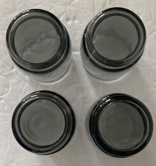 Juice Glasses Smokey Gray Black 4” Tall Set of 4 Vintage Retro 1960’s MCM