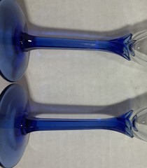 Sale 2 Vtg Libbey Domaine Cobalt Blue Champagne Flutes Blue Flower Stem Clear