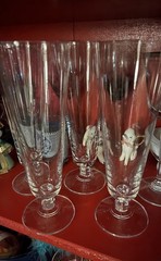 Lenox Crystal Pilsner Glasses. (4). EUC. 9” Tall, Unique Stem. 3” Dia. Four