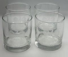 Monogram W «Wesolowski» Whiskey Etched Eagle Low Ball Rocks Set of 4