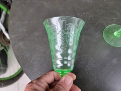 Rare Lot of 4 Vintage Uranium Wine Glass Cocktail Martini Glasses Water