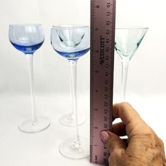 French Style Vintage Stemmed Glasses Blue & Green 7″ Cocktail Glasses Set of 4