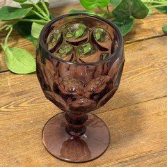 Thumbprint Provincial Amethyst Purple Ohio Imperial Glass WATER GOBLET Honeycomb