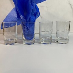 Shot Glass Clear Monogram R Set of 4 Vintage Small Drinking Glasses Barware