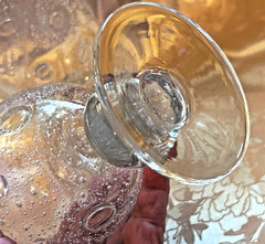 Vintage Bubble Glass Goblets Pair Seeded Art Glass Ball Stem Decorative Glasses