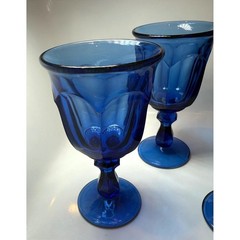 Vintage Imperial Glass Old Williamsburg Cobalt Goblets 5.3″ Set of 6 Deep Blue