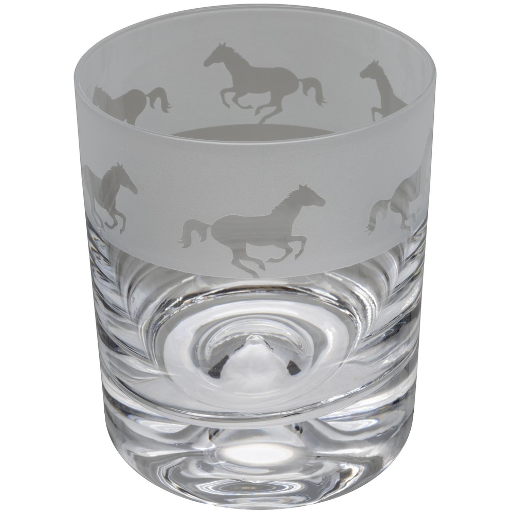 Whiskey Glass Decorated Galloping Horse Sandblast Animal Drinking Tumbler Animo