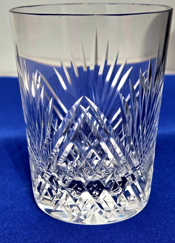 Vtg Bryce Cut Diamond & Fan Clear Crystal Whiskey Tumbler Glass 4″