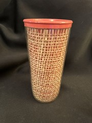 Vintage Set of 4 Tumbler Glasses w/ Woven Rattan Look Mid Century