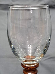 Pair Of Old Hand Thrown Drip Glaze Pottery Stem Crystal Wine Glasses Signed 6.5″