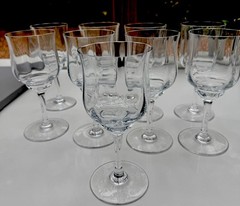 Baccarat – Capri Optic- Crystal 6 5/8 Wine Water Goblets -Excellent Set of 9