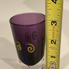 Fineline Studios Art Glass Kerry Feldman 1993 Signed Shot Glass Purple Picasso