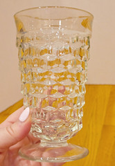 Lot of 8 Vintage Indiana Glass Whitehall Colony Cube Clear Iced Tea Glasses 6″