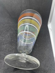 Vintage Anchor Hocking Lancaster Ring Ding Circus Stripe Footed Goblet No Chips
