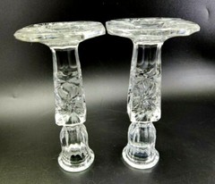 2 x Vintage Crystal Candlesticks Star of David