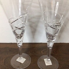 Set of 2 Royal Doulton Lead Crystal Saturn Iced Tea Goblet Champagne Flute 370ml