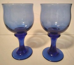 2 LIBBEY CLARION MEDITERRANEAN BLUE WATER WINE GOBLET 6 7/8″ 12oz