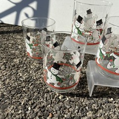 Set of 6 Libbey Snowman Lowball Tumbler All Purpose Glasses Christmas Holiday