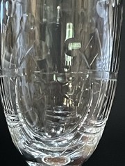4 Etched Cordial Stemware Wavy Stem Optic Vintage 4 in Tall Footed Gift