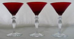 Elegant Morgantown Spanish Red MORGAN liquor cocktail glasses, 5 1/4″ h.set of 3