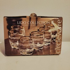 Circleware Lido Collection Gold Rim Shot Cordial Six Piece Glasses 2.5oz #20677