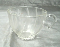 Vtg Hazel Ware Atlas COLONIAL SWIRL SHELL Set of 12 Hook Punch Cups Clear MCM 2