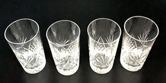 Antique Cut Glass tumblers or juice glasses, SET of 4, American Brilliant Era