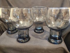 Set of 4 Vintage Federal 1960s Smoke Gray Glasses Goblets 5 ½”