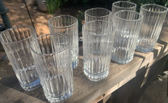 Set-8 Vtg Crystal D Arques Durand Tumbler Ribbed Square 4oz Flat Quadrille 4.5″