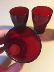 4 Vintage Anchor Hocking Windsor Royal Ruby Glass 5 Oz Tumbler 3 3/8”