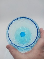 Vintage MCM Blue Empoli Glass Brandy Snifter Goblet Optic 8″ Italian w/ Pedestal
