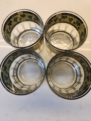 Vintage Cera ‘Golden Grapes’ Green Rocks Glasses 22-Karat Gold MCM 3.5 inches