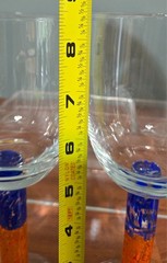 Set of 6 Hand Blown Studio Art Glass Goblets 8-1/2″ Multicolored Confetti Stem
