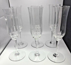 Set Of 6 Rare Baccarat Crystal Capri Optic Fluted Champagne Stem Glasses 7 1/2″