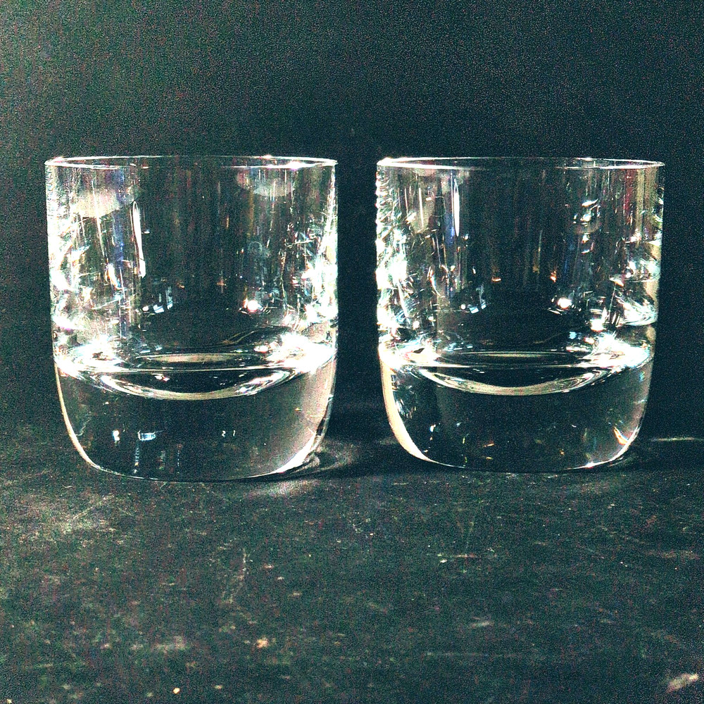 BLOCK SUNRISE DBL OLD FASHIONED GLASSES, Cut Lead Crystal, 3 7/8″, 10 Oz, 2PCS