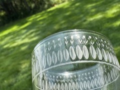 Antique Late 18th Century Cut & Engraved Blown Flint Glass Wine Glass Circa 1790